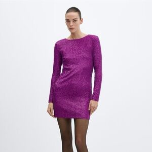 Mango Fuchsia Long Sleeve Dress